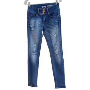 Indigo Rein distressed ankle skinny jeans sz 9